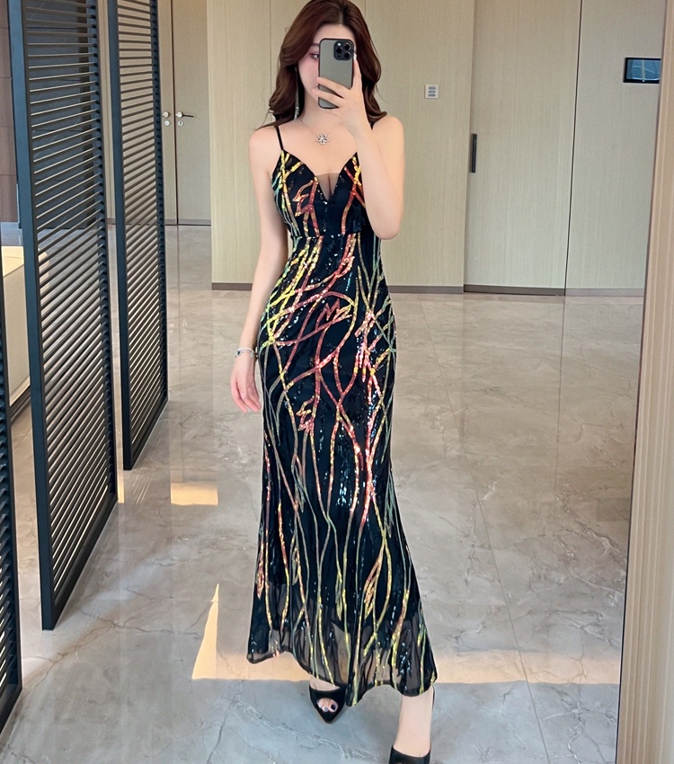 Temperament ladies formal dress V-neck dress for women