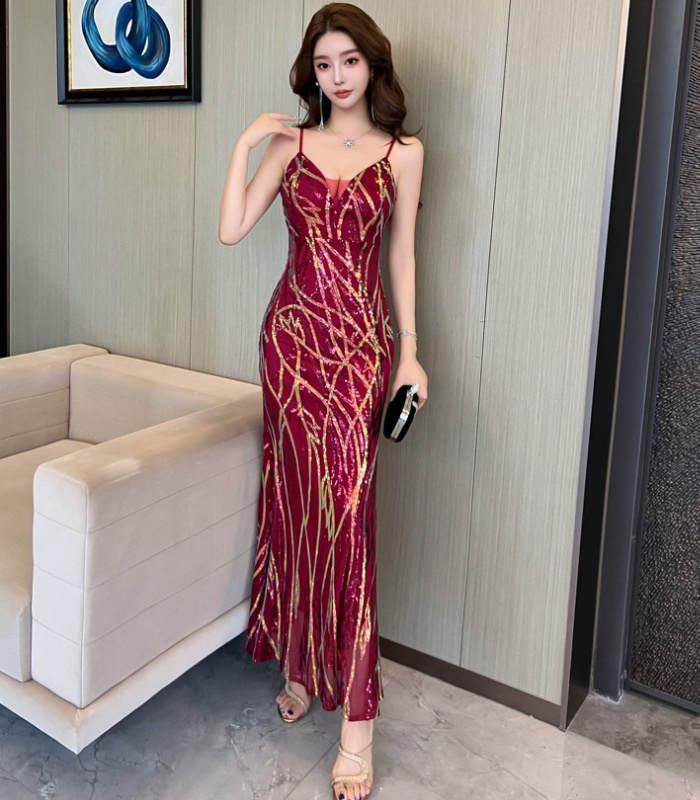 Temperament ladies formal dress V-neck dress for women