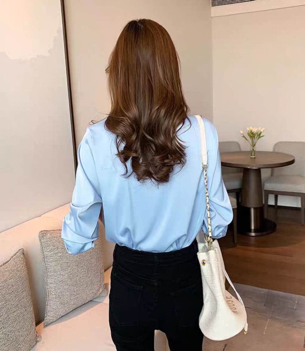 Profession blue shirt commuting overalls tops for women