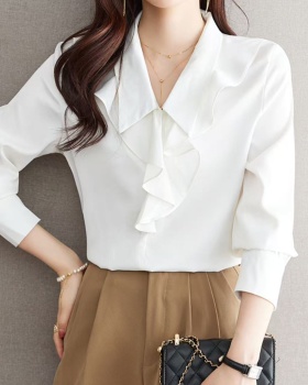 White wood ear tops autumn slim shirt for women