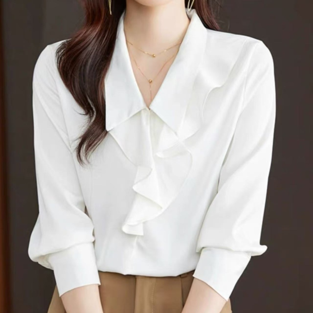 White wood ear tops autumn slim shirt for women