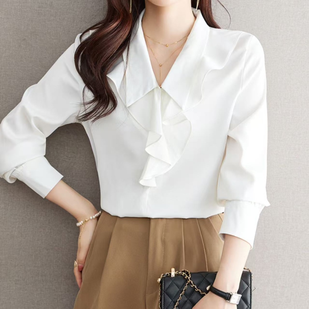 White wood ear tops autumn slim shirt for women