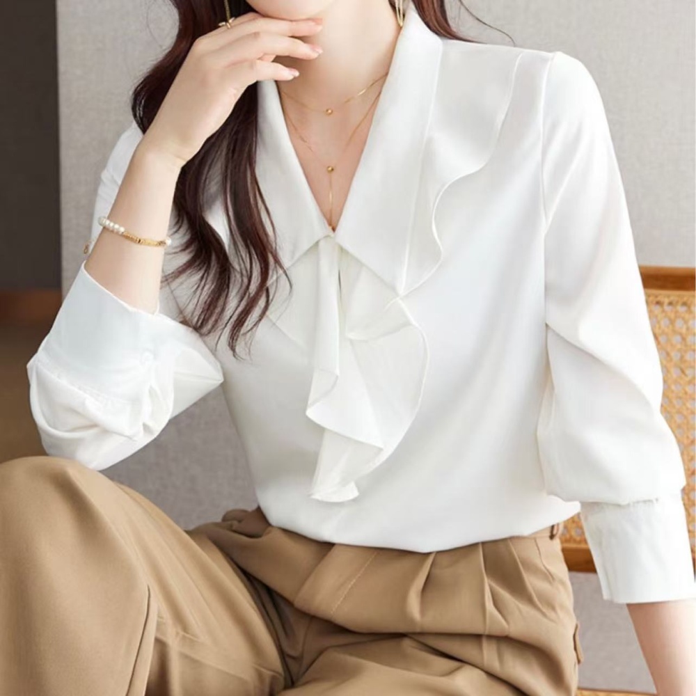 White wood ear tops autumn slim shirt for women