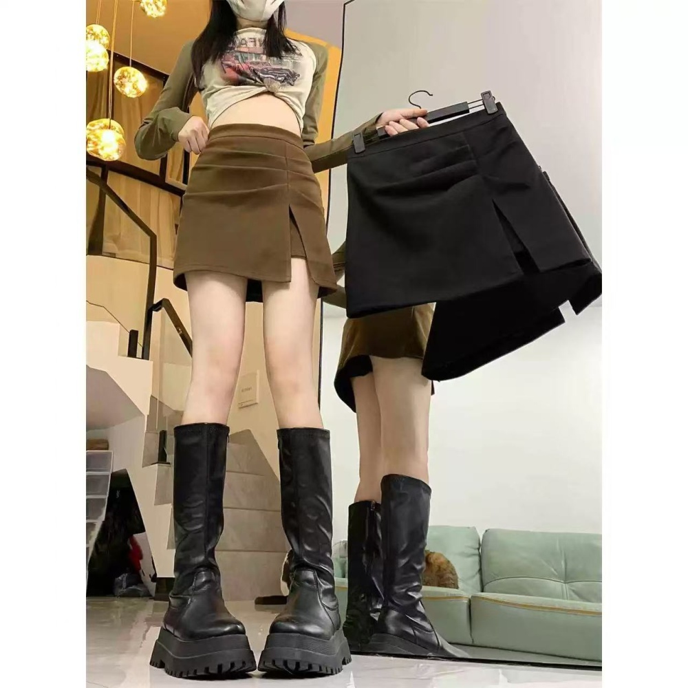 Large yard high waist split skirt fold slim short skirt