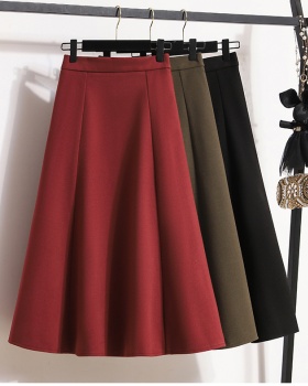 Woolen slim A-line autumn and winter skirt for women