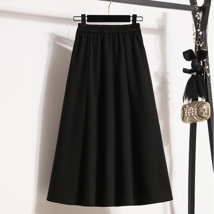 Woolen slim A-line autumn and winter skirt for women