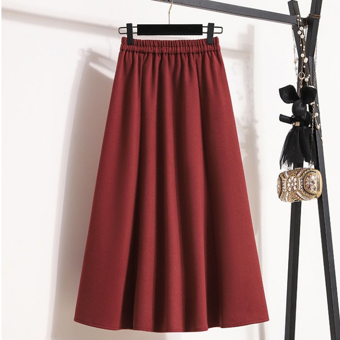 Woolen slim A-line autumn and winter skirt for women