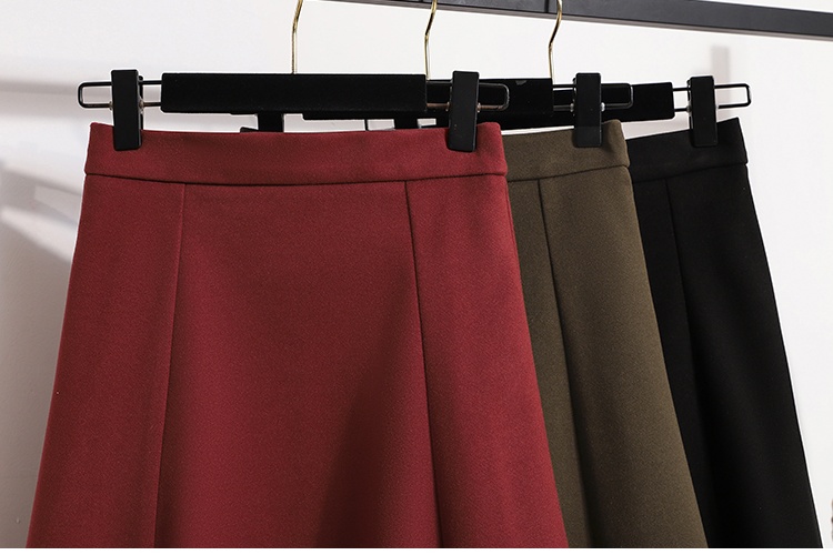 Woolen slim A-line autumn and winter skirt for women