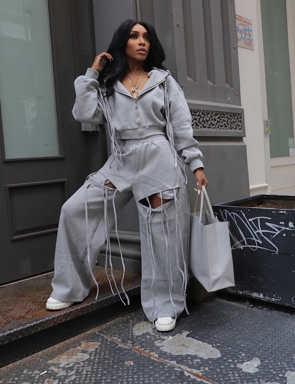 European style commuting wide leg hoodie 2pcs set