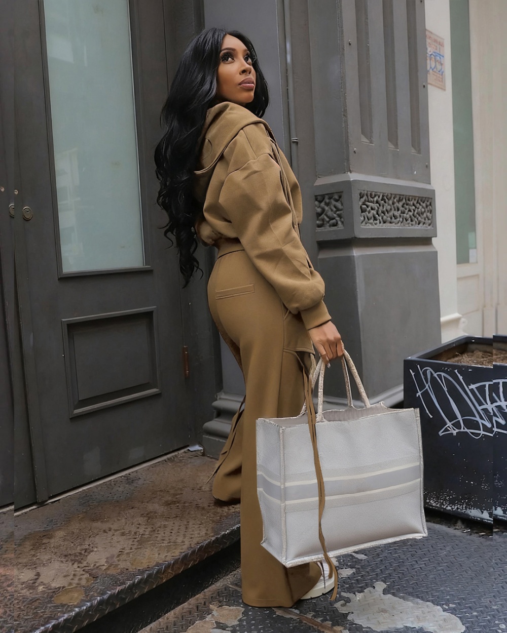 European style commuting wide leg hoodie 2pcs set