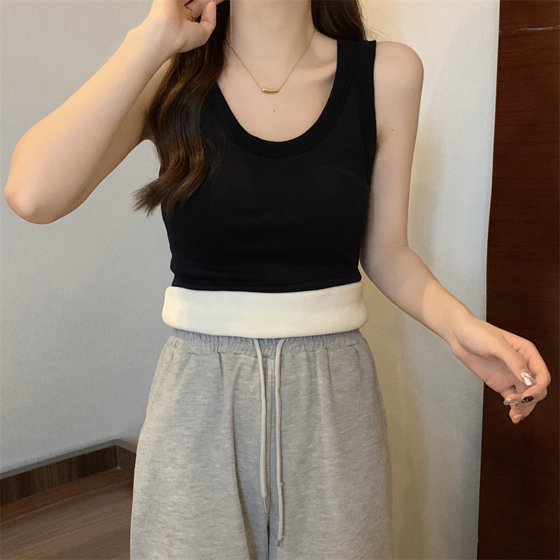 Thick pure plus velvet tops complex sling underwear