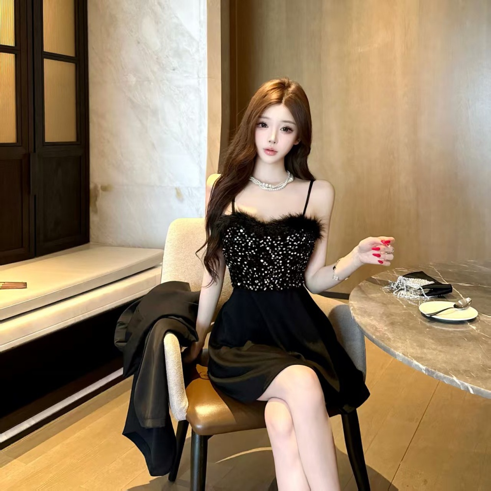 Elmo sequins splice sling dress