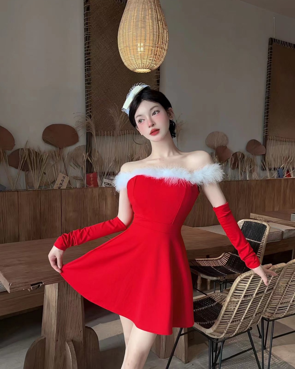Splice A-line formal dress enticement christmas dress