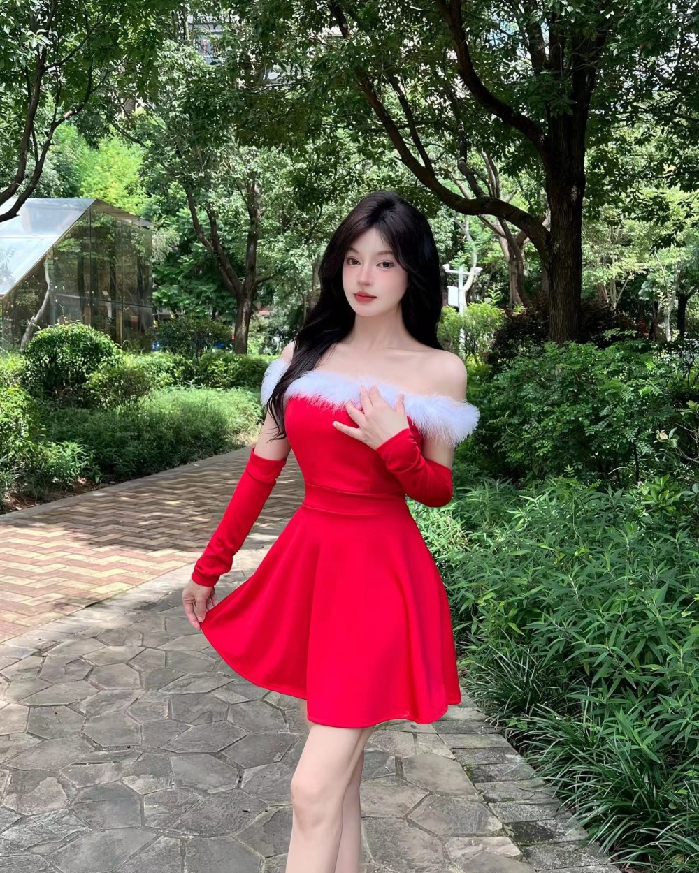 Splice A-line formal dress enticement christmas dress