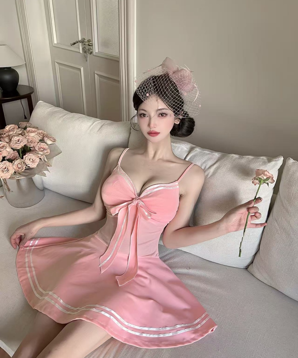 High waist temperament sexy T-back slim pinched waist dress