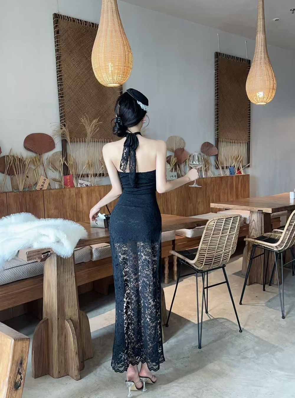 Halter long dress light luxury dress for women