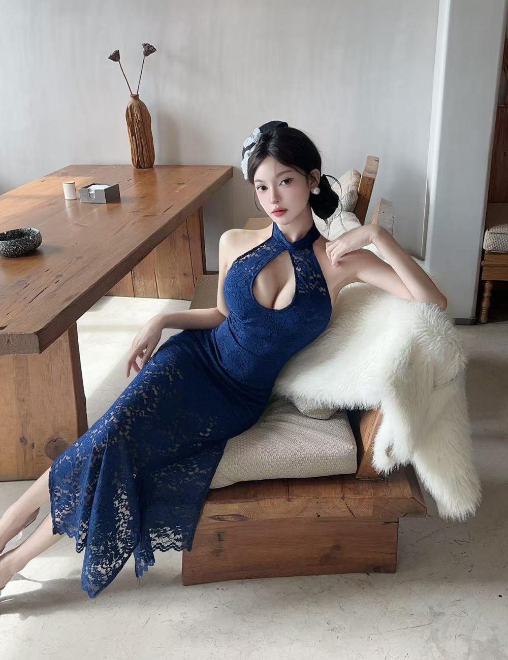 Halter long dress light luxury dress for women
