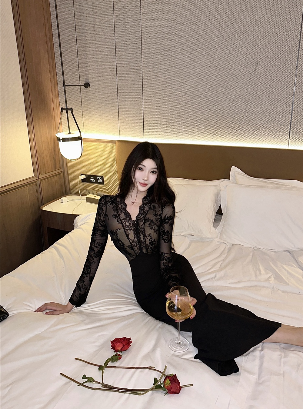 Black sexy formal dress slim long dress for women