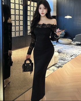 Autumn long sleeve formal dress lace long dress for women