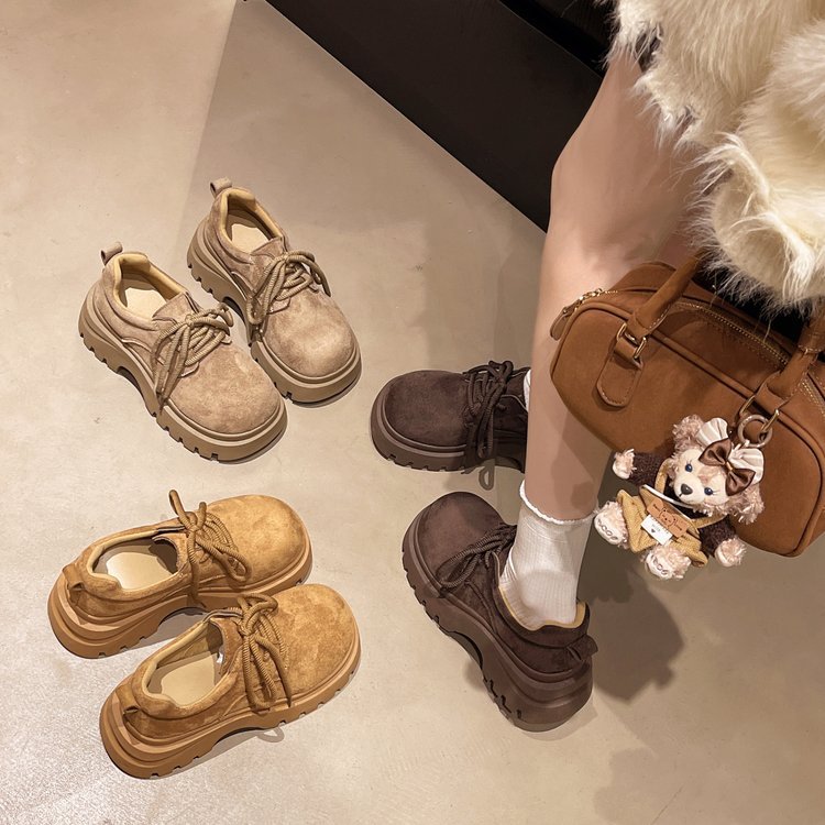 Frenum lady Casual leather shoes round small shoes for women