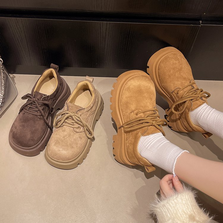 Frenum lady Casual leather shoes round small shoes for women