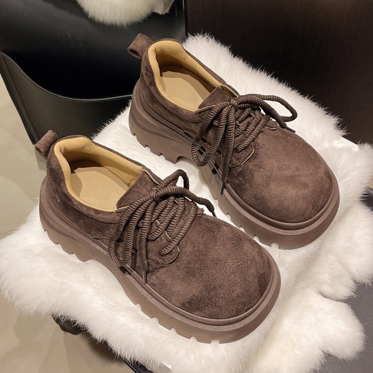 Frenum lady Casual leather shoes round small shoes for women