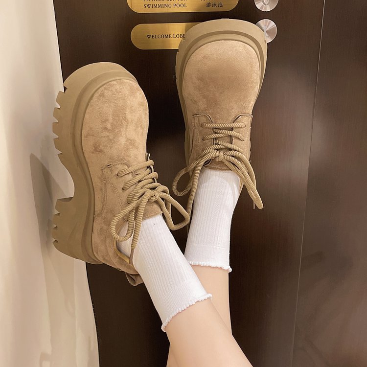Frenum lady Casual leather shoes round small shoes for women