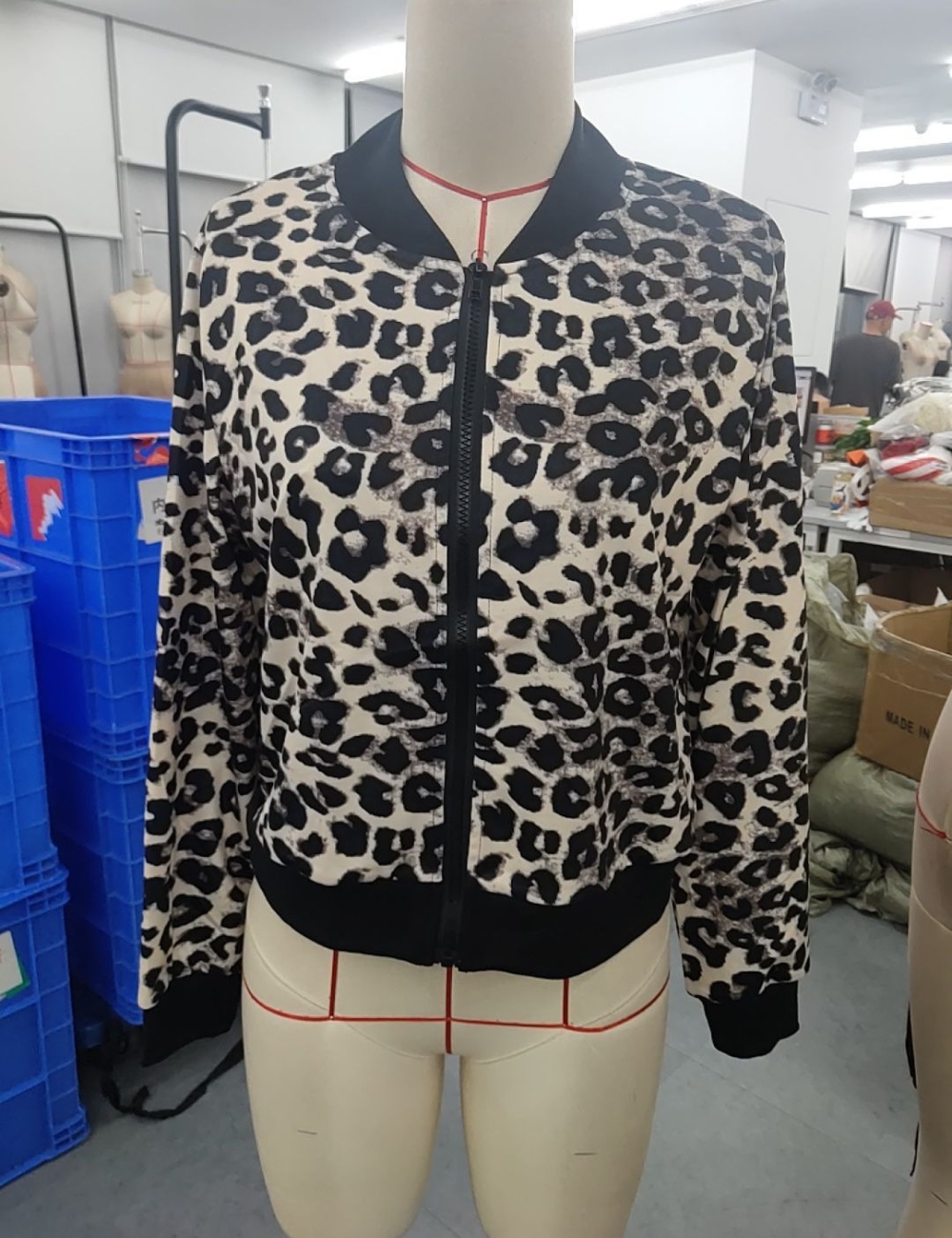 Zip printing coat leopard autumn cardigan