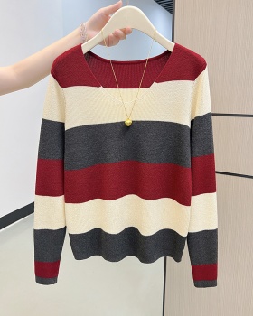 Lazy autumn and winter sweater stripe slim tops