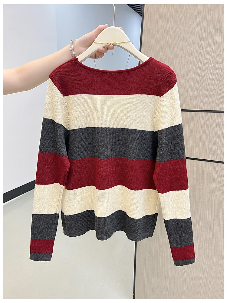 Lazy autumn and winter sweater stripe slim tops
