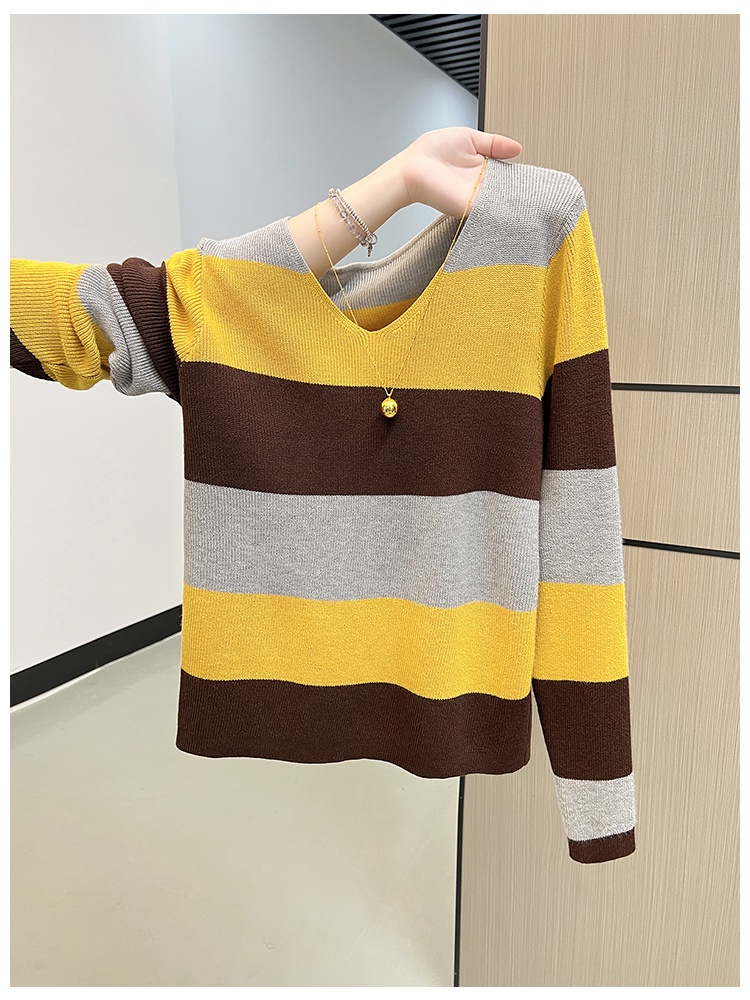 Lazy autumn and winter sweater stripe slim tops