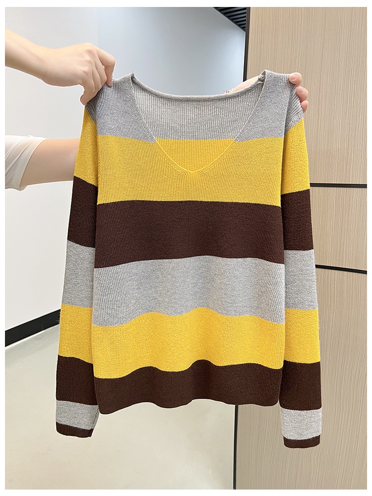 Lazy autumn and winter sweater stripe slim tops