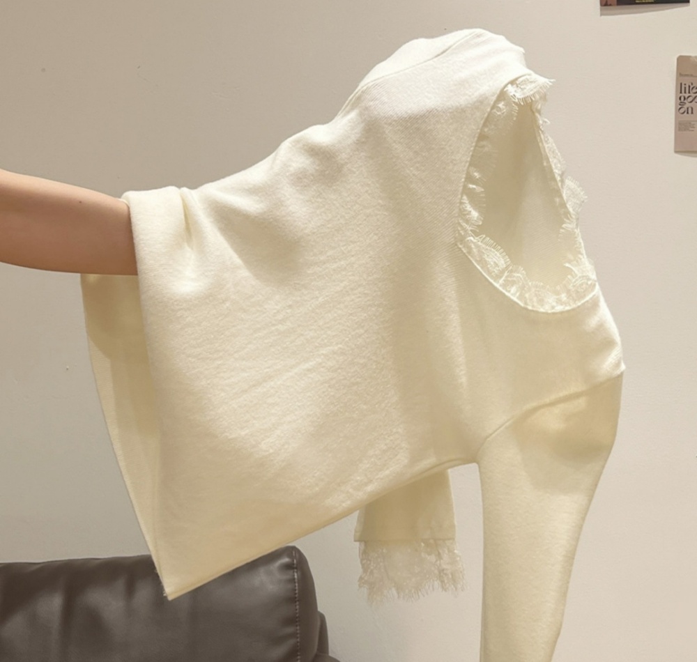 V-neck bottoming eyelash long sleeve sweater for women