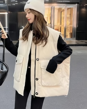 Large pockets waistcoat cotton coat for women