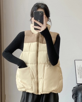 Slim splice cstand collar waistcoat down cotton coat
