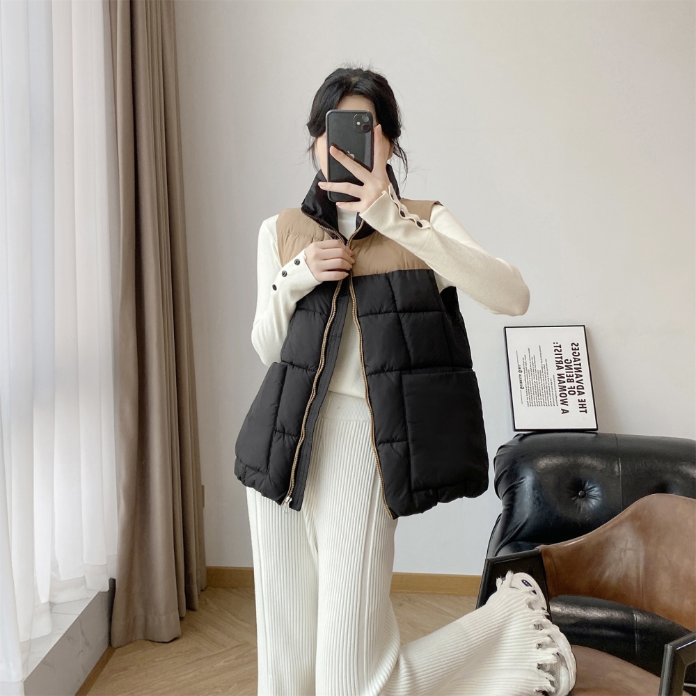 Slim splice cstand collar waistcoat down cotton coat