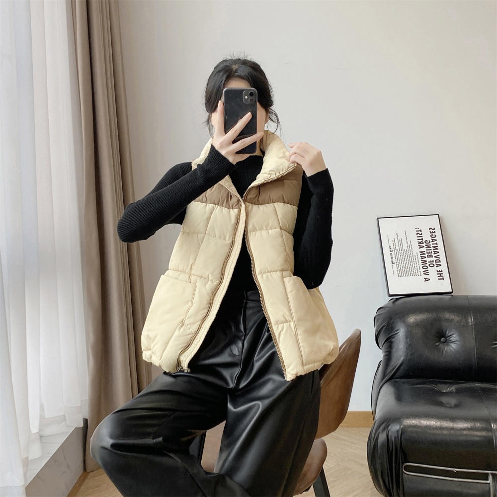 Slim splice cstand collar waistcoat down cotton coat