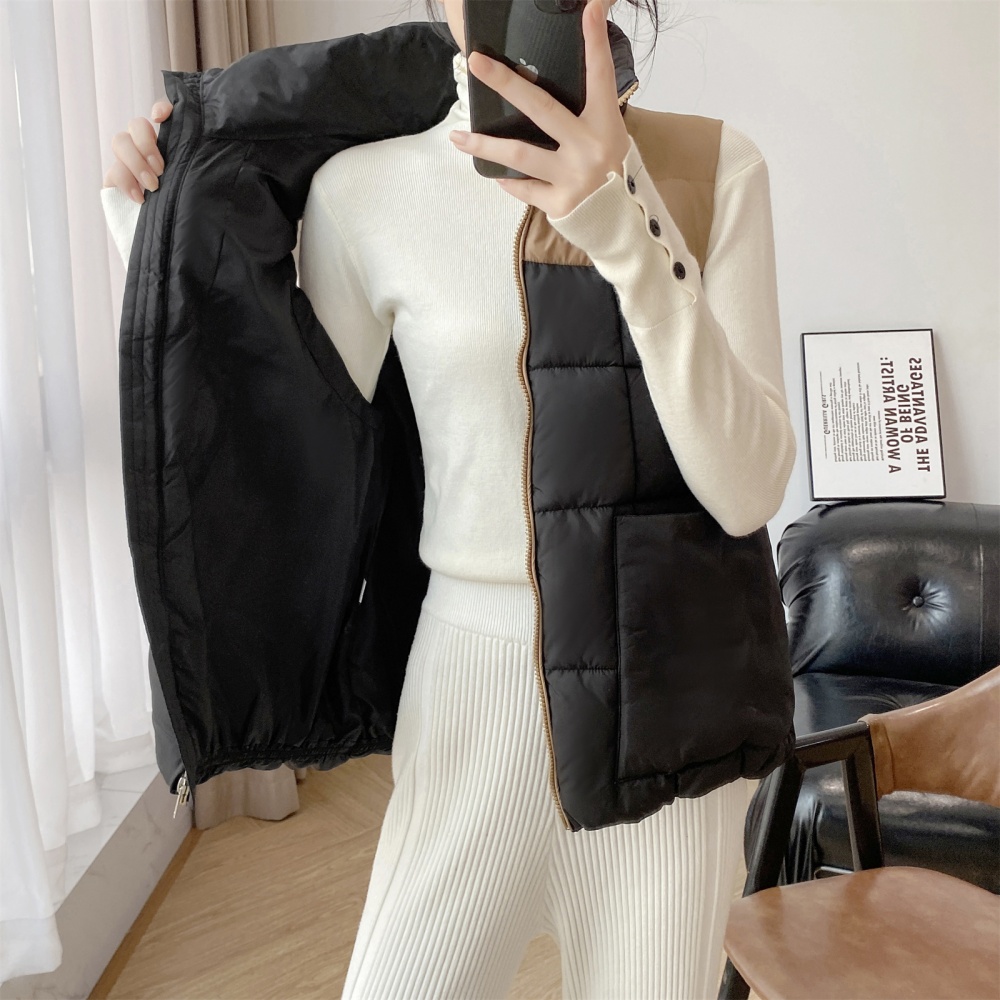 Slim splice cstand collar waistcoat down cotton coat