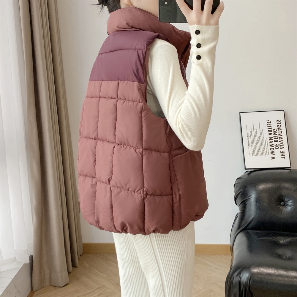 Slim splice cstand collar waistcoat down cotton coat