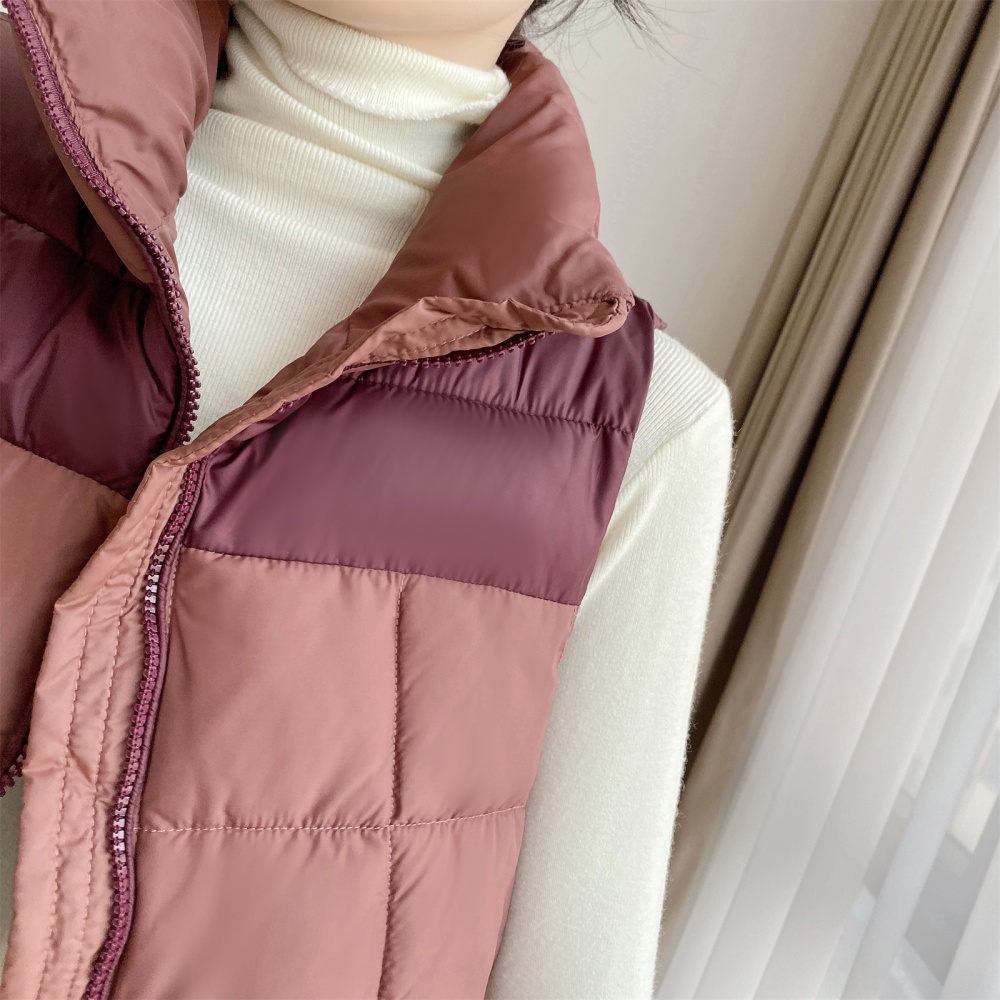 Slim splice cstand collar waistcoat down cotton coat