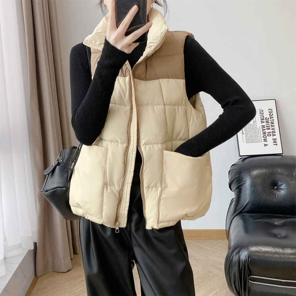 Slim splice cstand collar waistcoat down cotton coat