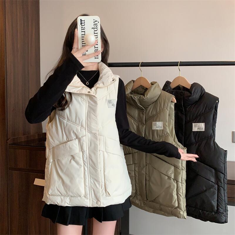 Down cstand collar vest sleeveless waistcoat
