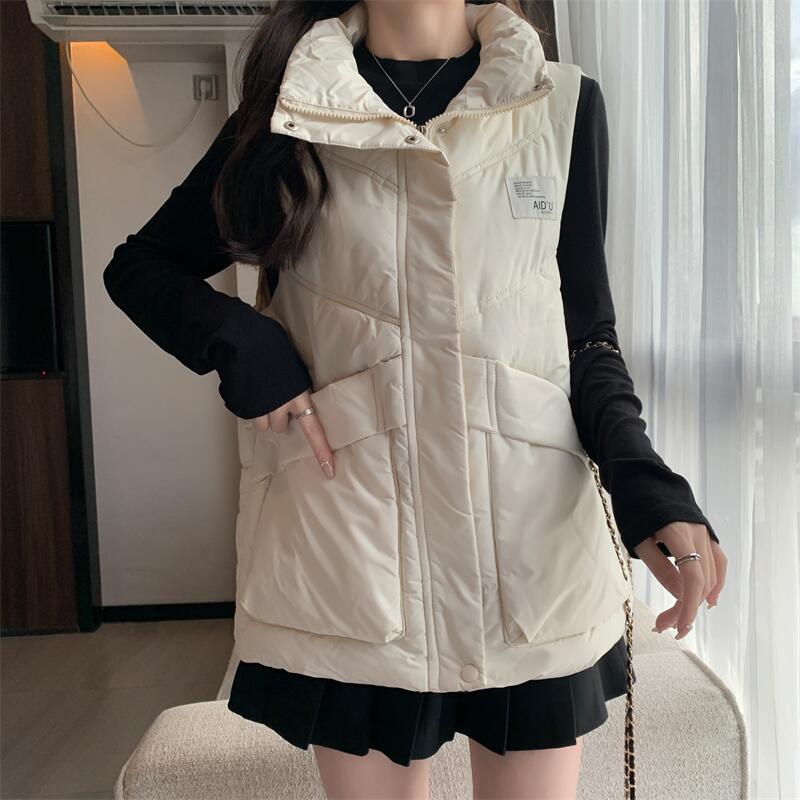 Down cstand collar vest sleeveless waistcoat