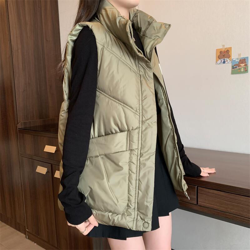 Down cstand collar vest sleeveless waistcoat