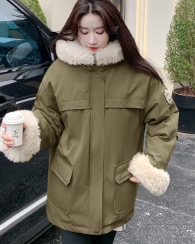 Hooded winter work clothing imitation lamb's wool hairy coat