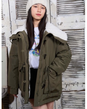Large lapel Korean style winter cotton coat thick Casual down coat