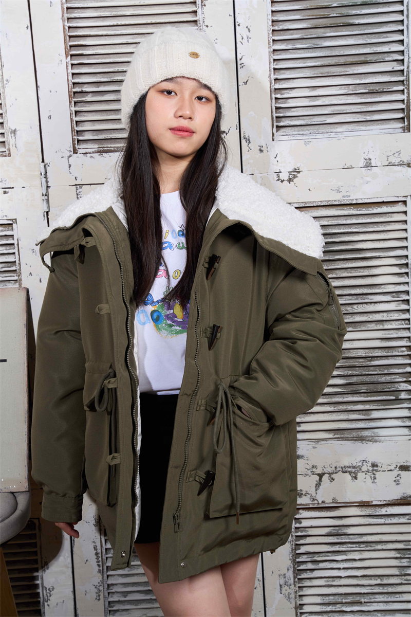 Large lapel Korean style winter cotton coat thick Casual down coat