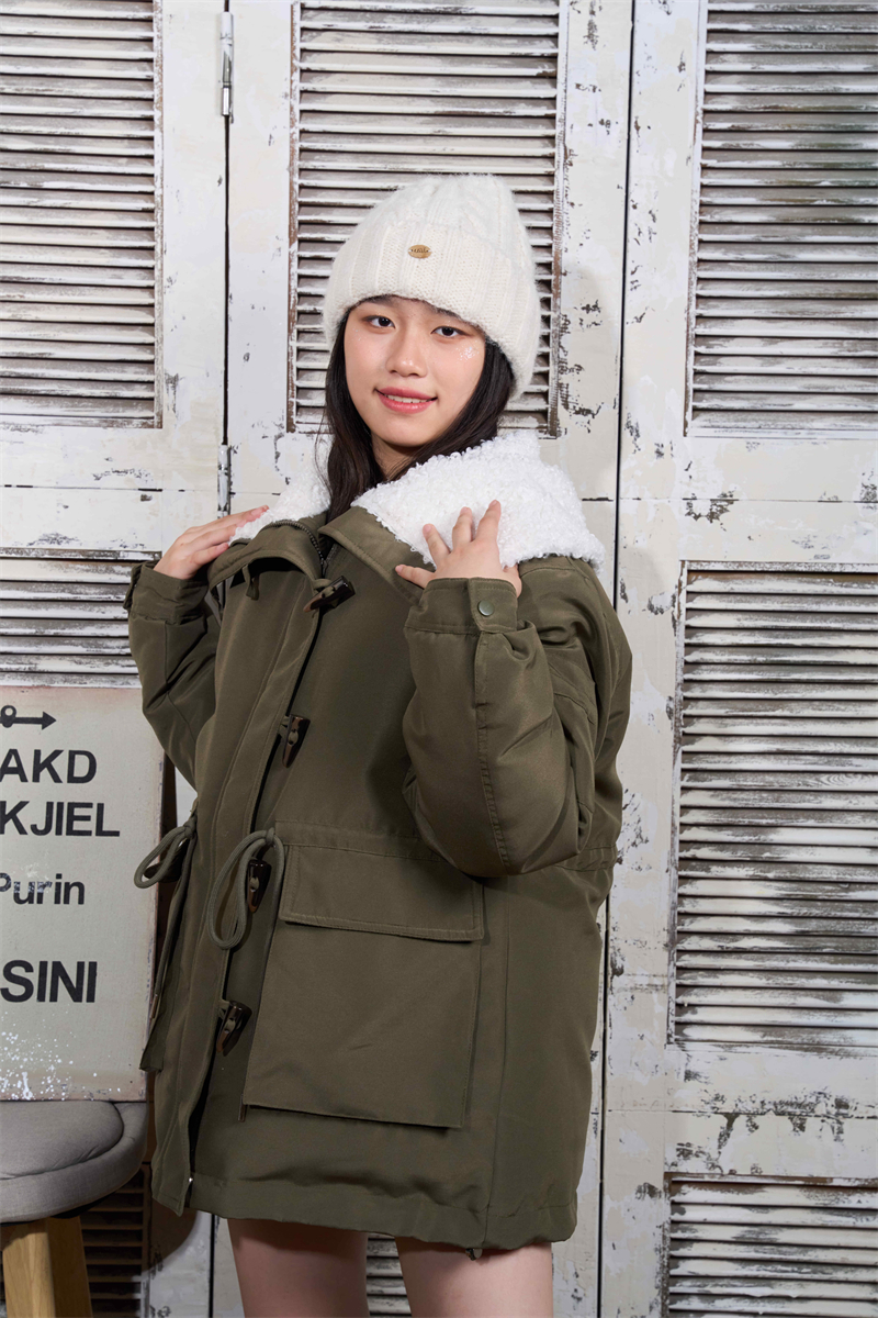 Large lapel Korean style winter cotton coat thick Casual down coat