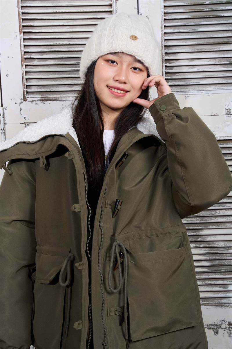Large lapel Korean style winter cotton coat thick Casual down coat