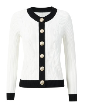 Chanelstyle black-white cardigan autumn tops for women